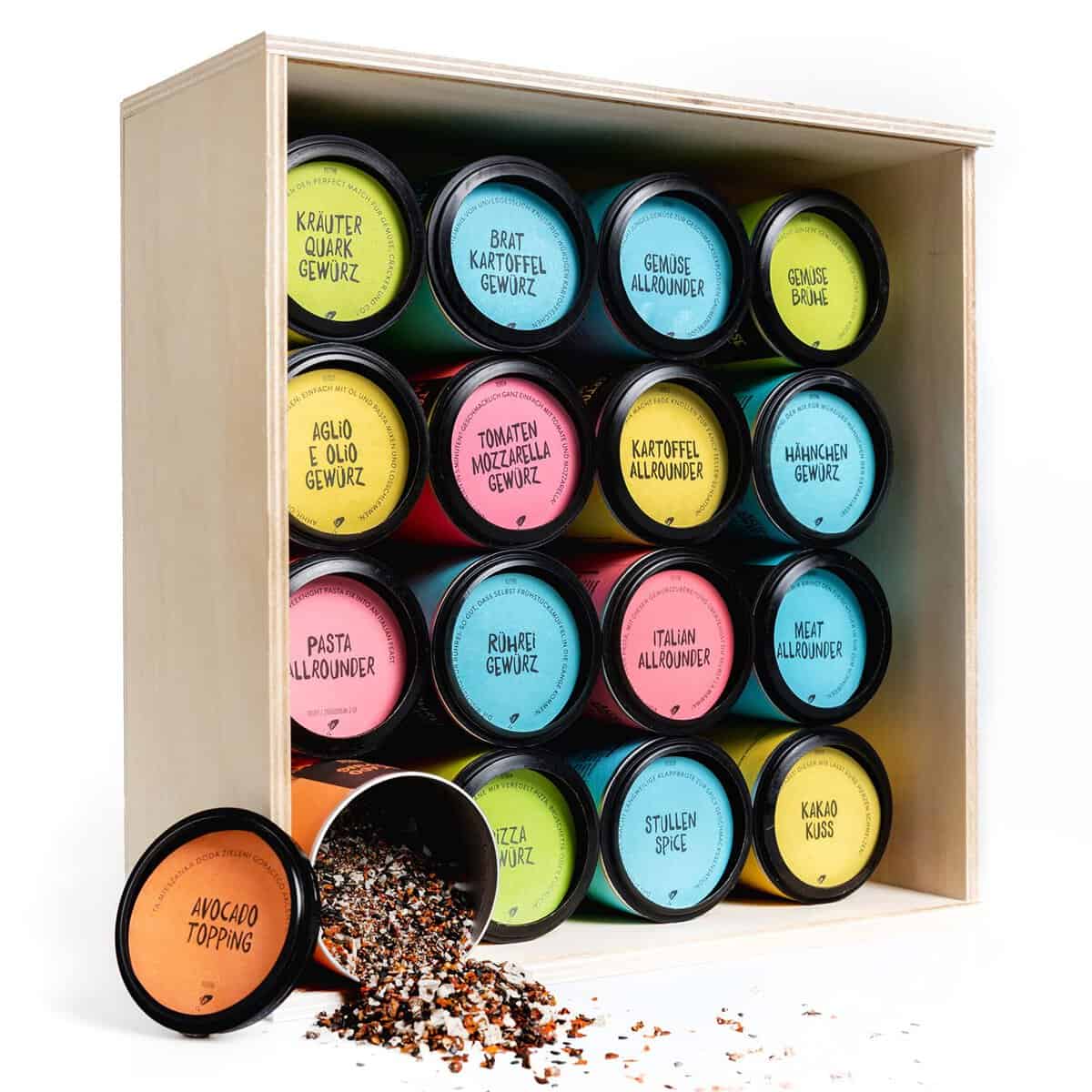 Just Spices Großes Top 16 Gewürze Set I Geschenkset in schöner Holzbox I Unsere 16 Favoriten in einer Box I Gewürzset Geschenkidee für Männer und Frauen