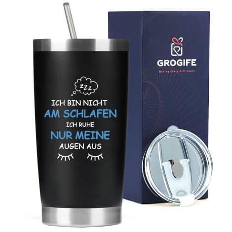 Lustige Edelstahl Kaffeebecher für unterwegs, perfekte Geschenkidee zu Weihnachten oder Geburtstag für Männer.