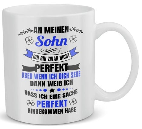 22Besondere Eltern-Tasse: Geburtstags-Geschenk für meinen Sohn mit liebevollem Spruch, von Mama und Papa.