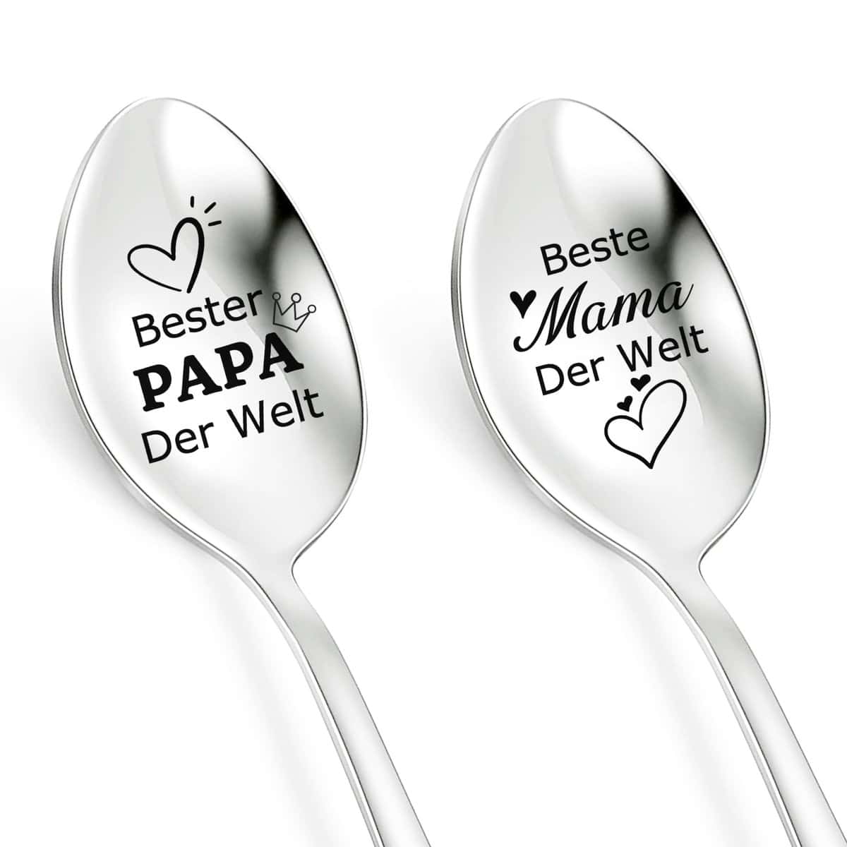 PBIEHSR Geschenke für Mama Papa Weihnachten Weihnachtsgeschenke, 2 Stücke Kaffeelöffel mit Gravur - Beste Mama Papa Der Welt, Mama Papa Geschenk, Geburtstagsgeschenk(Beste Mama Papa Der Welt)