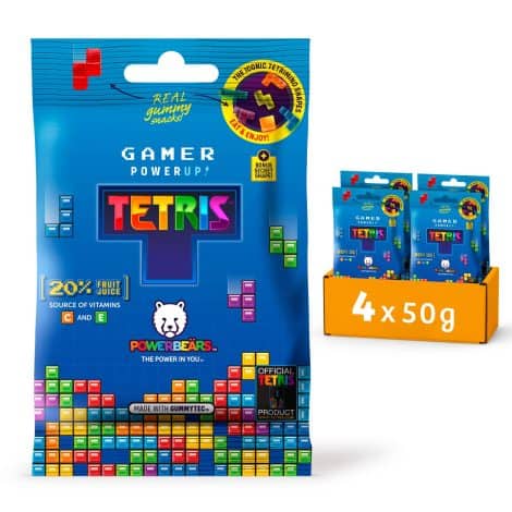 Powerbeärs Gamer Gummies – 4x50g Gummibärchen in Tetris-Form – Gummibärchen mit 20% Fruchtsaft und Vitaminen, 8 fruchtige Geschmacksrichtungen
Gamer-Gummibären von Powerbeärs – Tetris-Formen – 20% Fruchtsaft, Vitamine – 8 fruchtige Geschmacksrichtungen, 4x50g