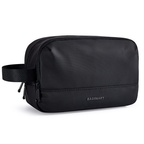 Herren Kulturbeutel von BAGSMART, wasserabweisendes Dopp Kit für Reisen mit Rasierertasche, schwarz.