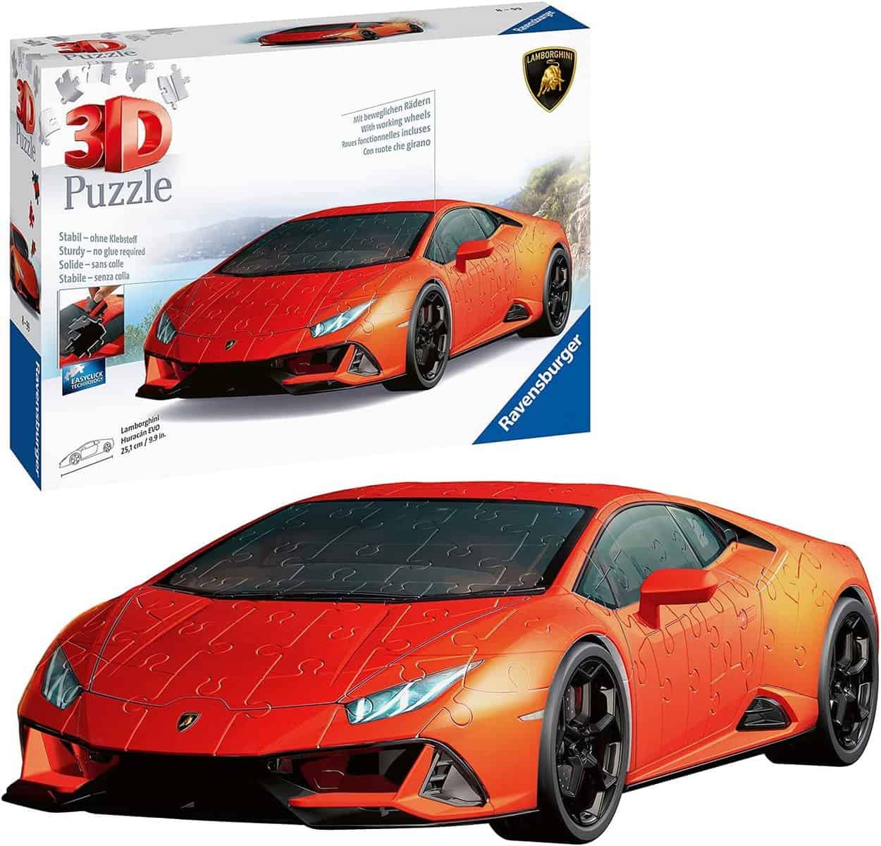 Ravensburger 3D Puzzle Lamborghini Huracán EVO 11238 - Das berühmte Fahrzeug als 3D Puzzle Auto - 108 Teile - ab 8 Jahren