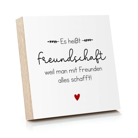 ARTFAVES ® Wanddekoration aus Holz mit beschriftetem Spruch – Freundschaft steht für gemeinsame Erfolge. Perfektes Geschenk! Größe: 14,8 x 14,8 cm.