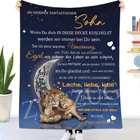 ZUCZUG Kuscheldecke – Personalisierte Flauschige Geschenkdecke für unseren Sohn von Papa & Mama, super weich, perfekt für Couch & Bett, Geburtstag & Weihnachten.