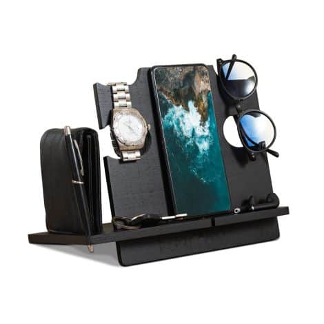 Holz Telefon Dockingstation & Schreibtisch Organizer als Geschenk für Männer: ideal für Geburtstag, Valentinstag, Weihnachten!