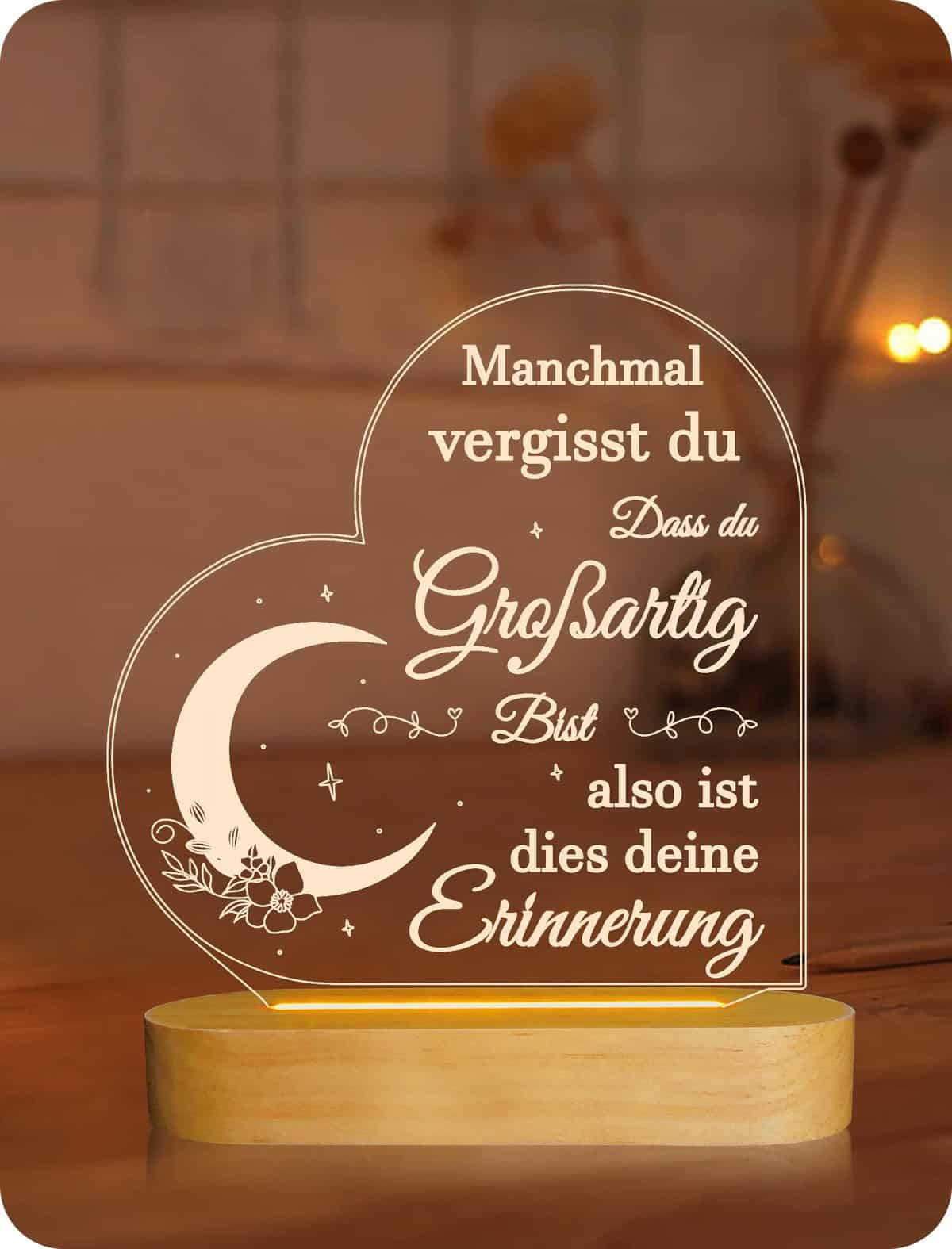 Lightzz Geburtstag Geschenke für Frauen, Freundschaft Inspiration Geschenke für beste Freunde Mädchen Schwester Kollegen, 3D Illusion Lampe LED Nachtlicht