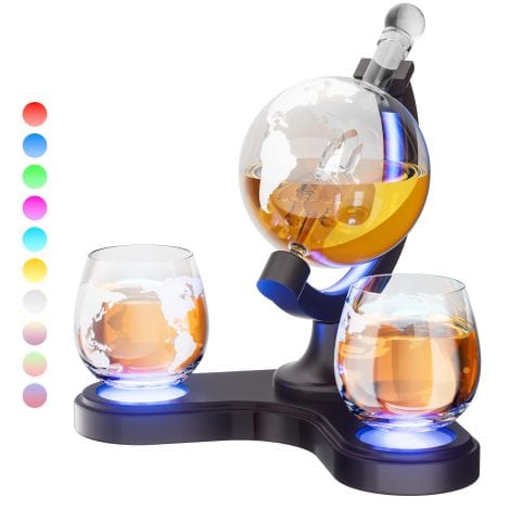 Whiskey Globus Dekanter Set mit LED-Licht, perfektes Geschenk für Männer, Väter, Ehemänner, tolle für Home Bars.