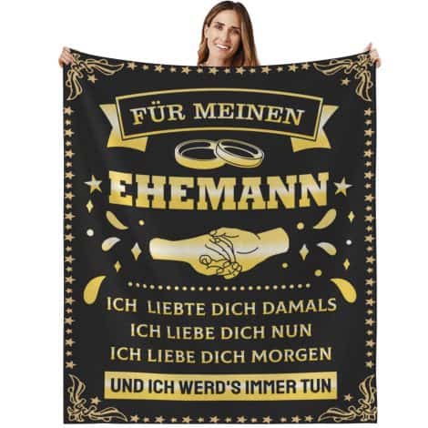 Hochzeitstagsgeschenke für Männer: Kuscheldecke 150x130cm, Liebesgeschenk von Frau an ihren Ehemann.