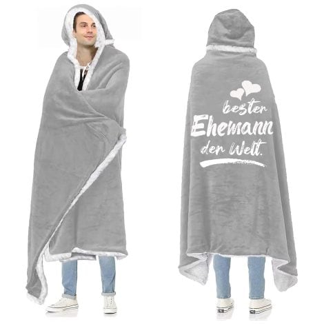 Geschenk für den Ehemann: Tragbare Ärmeldecke von ACCZ – Frau schenkt Kuscheldecke für Männer, perfekt für Hochzeitstag, Valentinstag und Weihnachten.