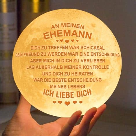 Personalisierte 3D-Mondlampe mit Ständer und berührungsempfindlicher Steuerung, ideales Weihnachtsgeschenk für Ehemänner zum Geburtstag.