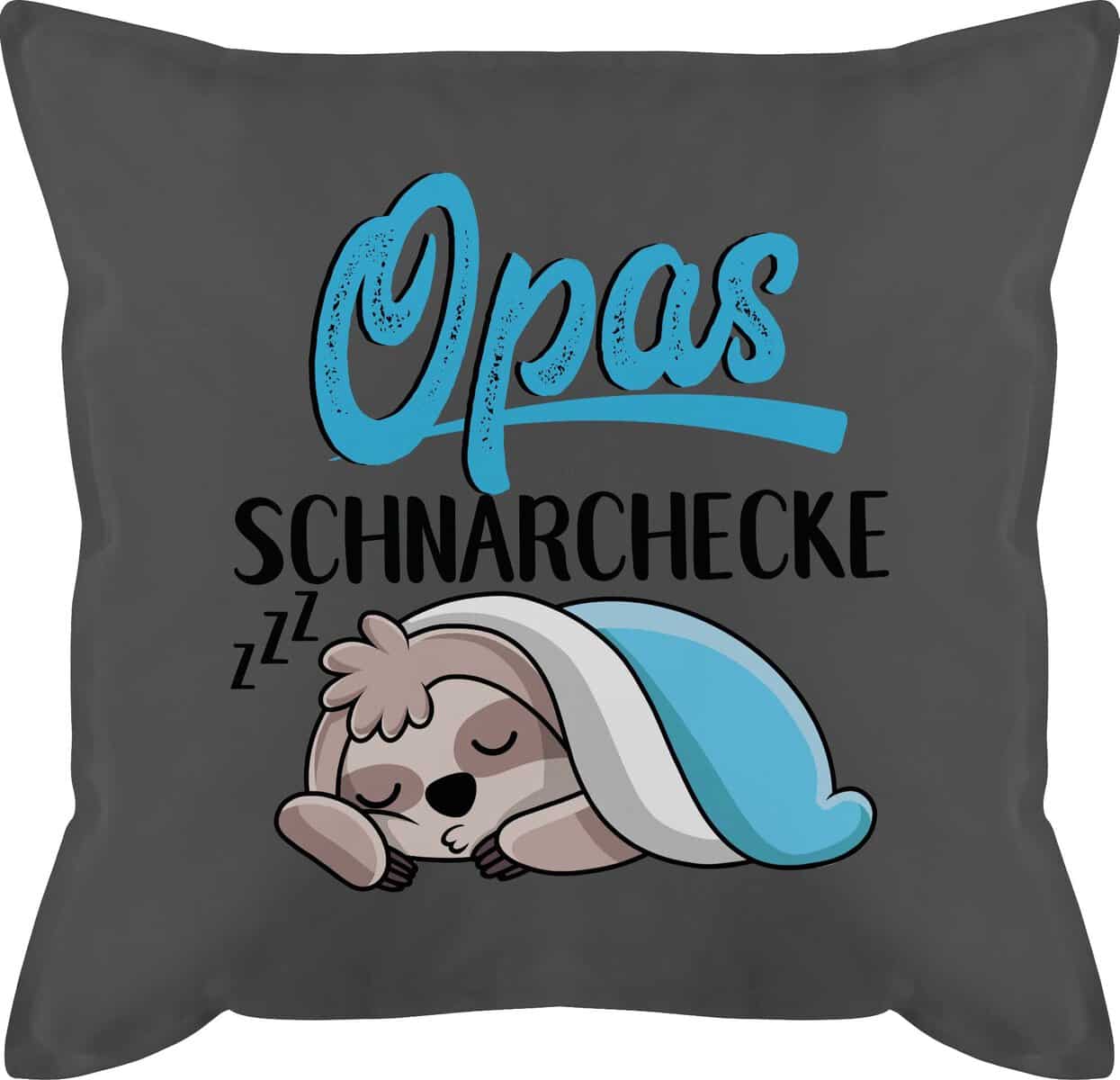 Kissen 50x50 - Opa Großvater - Opas Schnarchecke Faultier - 50 x 50 cm - Grau - Geschenke Geschenk Grandpa schnarch sofakissen für Grandad schnarchplatz bezug - GURLI Kissen mit Füllung