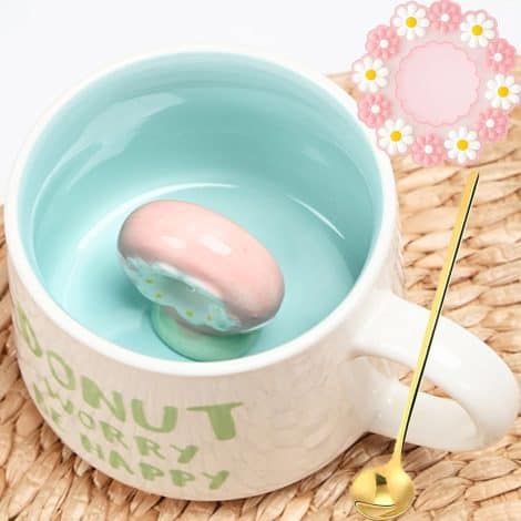 3D Donut-Becher aus Keramik, witzig und süß, perfektes Geburtstagsgeschenk für Freundin, Frauen und Mädchen.