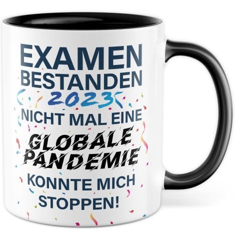 Lustiger Kaffeebecher “Examina 2023” für bestandene Prüfungen – perfektes Geschenk für Männer und Frauen in Ausbildung und Studium.