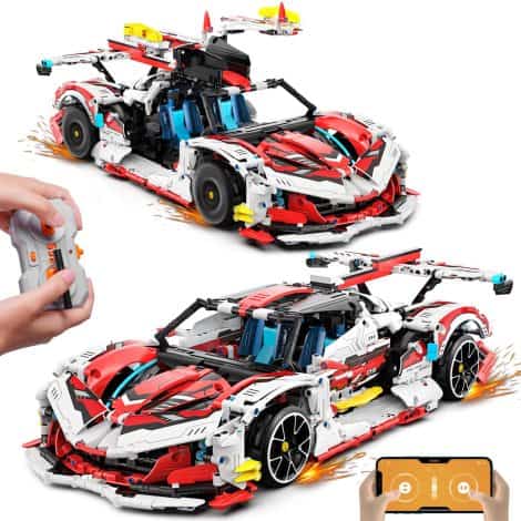 HOGOKIDS Technik Ferngesteuertes Auto Bauspielzeug – 1:10 Modellauto, aufladbar, Drift Racing Car. Perfekt als Geschenk für Kinder, Jungen und Männer. Fine 2732 Teile Rennauto Bausatz. Sammlermodell.