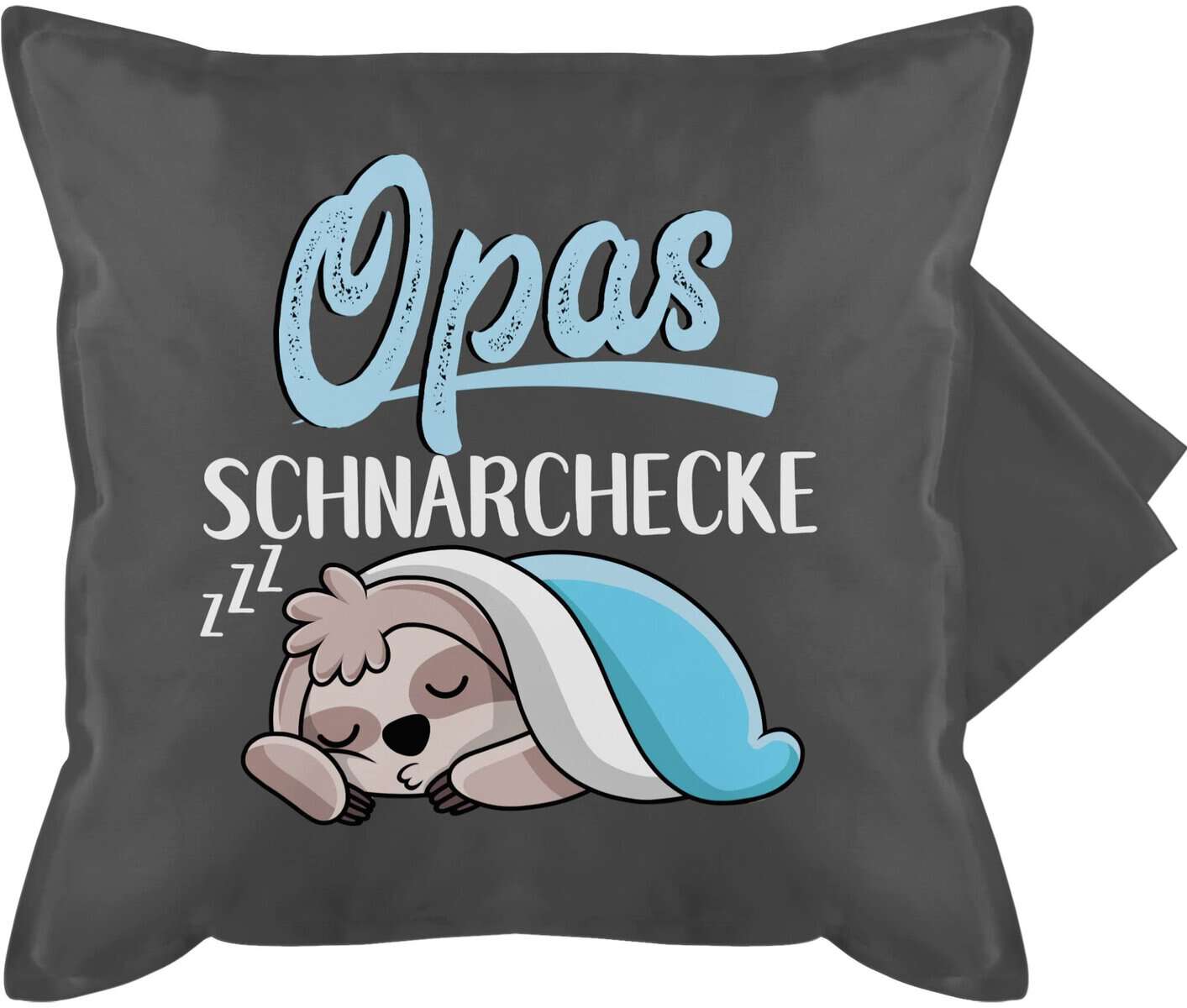 Kissenbezug - Opa Großvater - Opas Schnarchecke mit Faultier - weiß - 50 x 50 cm - Grau - Geschenk für Grandpa schnarchplatz Kissen ostergeschenke Grandad kuschelkissen - GURLI Kissenhülle