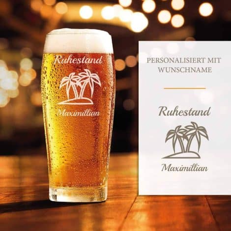 Hochwertiges Graviertes Bierglas “Ruhestand” – Individuelles Geschenk für Männer, 0,5 Liter.