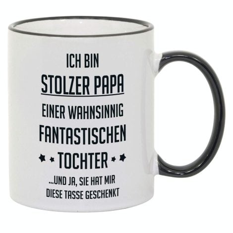 Geschenk-Tasse für Geburtstag, Vatertag oder Weihnachten, mit Aufdruck “Ich bin stolzer Papa…”.