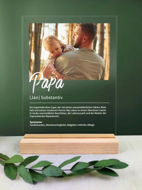 Personalisiertes Vatertagsgeschenk: Acrylfoto mit individueller Definition, ideales Geburtstagsgeschenk für den besten Papa.