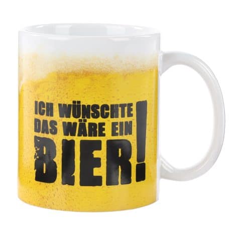 Spaßige FunX® 330 ml Tasse mit dem Satz ‘Ich wünschte, das wäre Bier!’