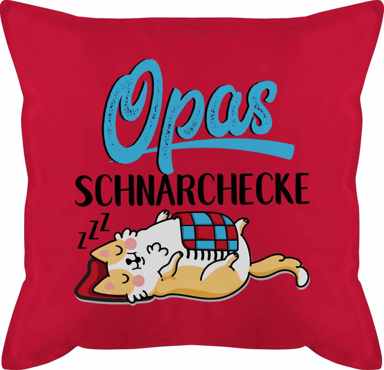 Kissen 50x50 - Opa Großvater - Opas Schnarchecke - schwarz/blau - 50 x 50 cm - Rot - bezug Geschenke für kissenhülle Geschenk sprüche Grandad schnarchplatz - GURLI Kissen mit Füllung