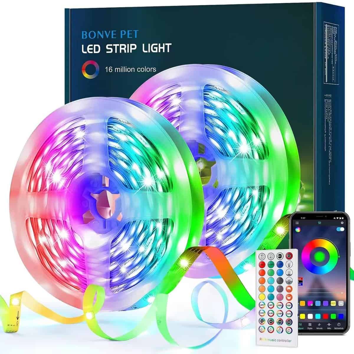 LED Strip 30m,Bluetooth LED Streifen,RGB Farbwechsel LED Lichterkette mit Steuerbar via App, 16 Mio. Farben, Fernbedienung, Sync mit Musik, LED Band für Schlafzimmer TV Zuhause Schrankdek