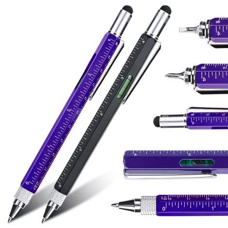 Multifunktionsstift für Männer: MplehDa 6 IN 1, das All-in-One-Gerät mit Lineal, Füllstandsanzeige, Stylus, Schraubendrehern und Kugelschreiber.