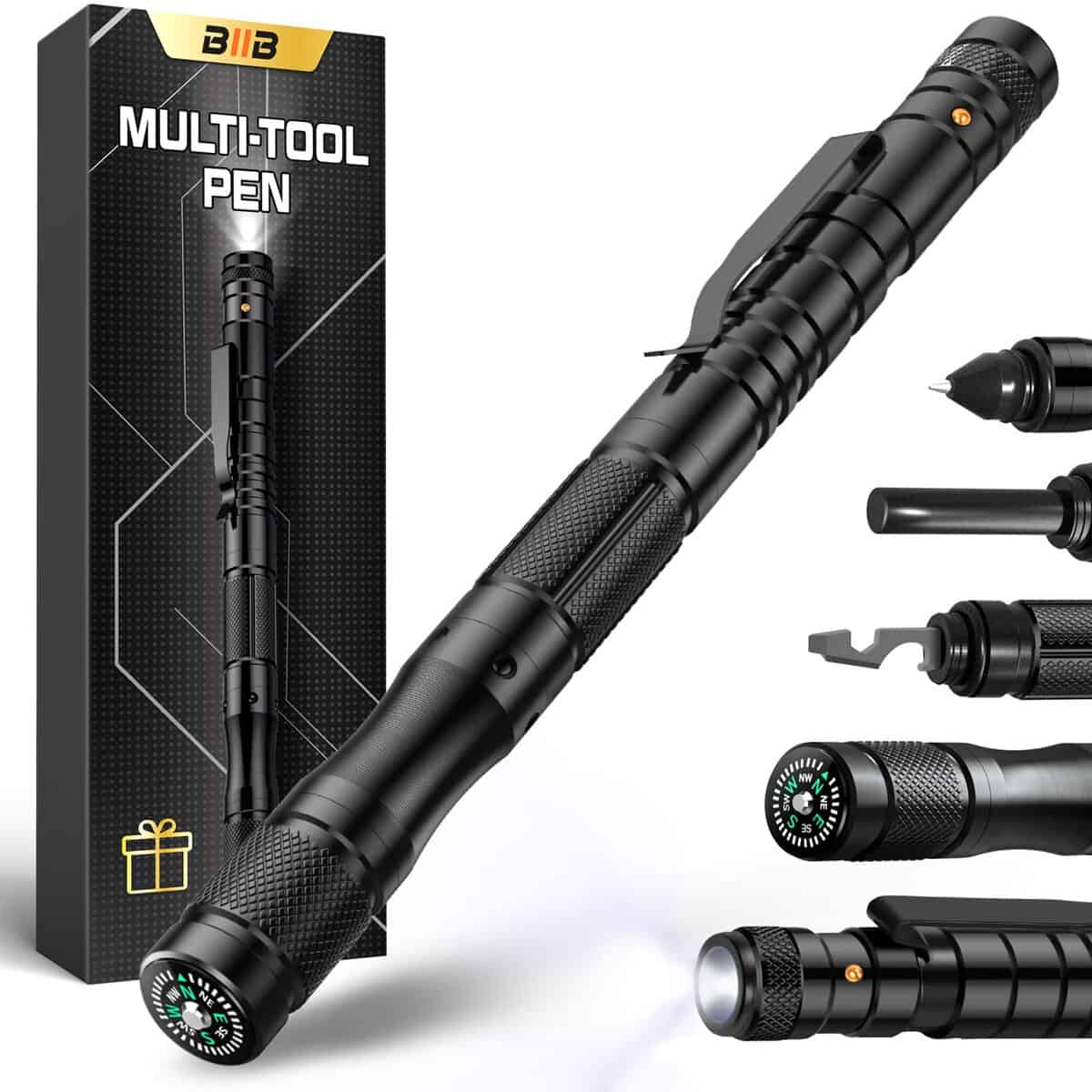 BIIB Geschenke für Männer, Multitool Pen mit Kompass, Gadgets für Männer Geschenke für Papa, Weihnachtsgeschenke für Männer Geschenkideen Weihnachten, Geburtstagsgeschenk, Vatertagsgeschenk