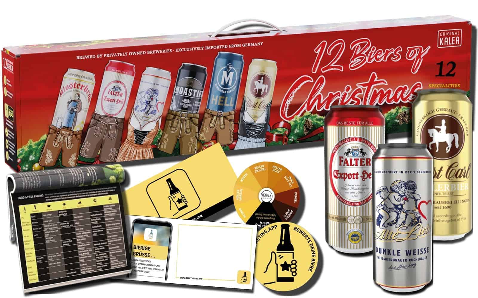 Kalea 12 Beers of Christmas | einzigartig limitierte Sonderauflage | 12 x 0,5l Bier-Spezialitäten in der Dose | Geschenk-Idee zu Weihnachten für Männer und Frauen