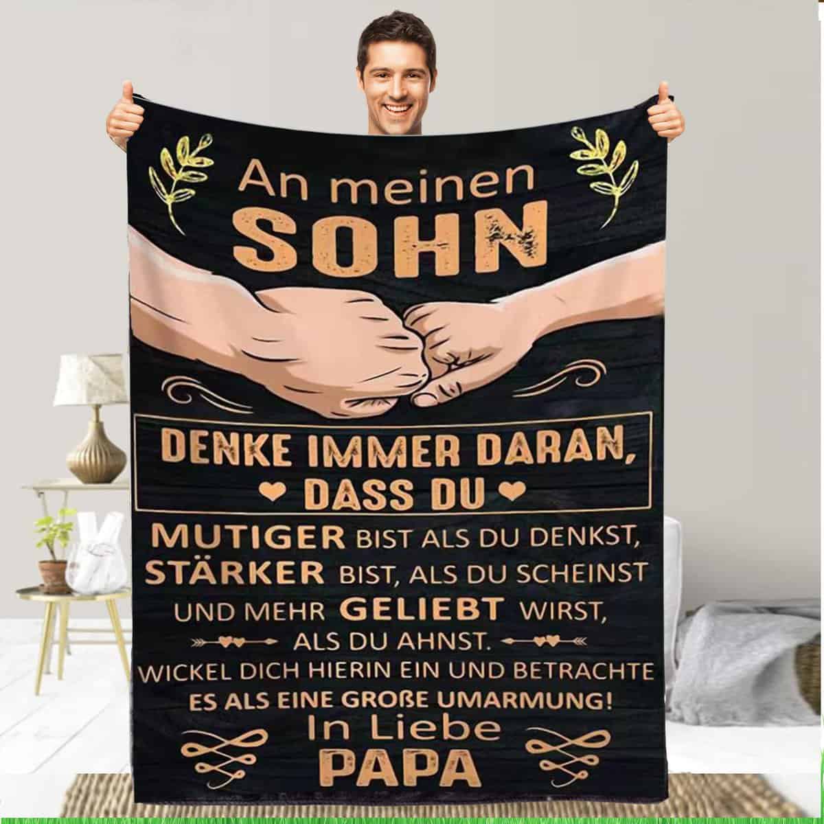 Kuscheldecke An Meinen Sohn, Geschenke für Sohn von Papa, Flanelldecke Luftpost Decke Positiv Ermutigen Sie Ihre Sohn zur Liebe Geeignet Für Sofa Reisen Geburtstag , Weihnachten Geschenk