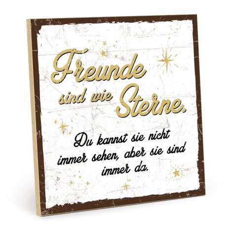 Vintage-Holzschild mit Zitat als Geschenk und Dekoration zum Thema Freundschaft und Nähe – HS-00361.