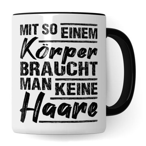 Lustige Geschenkidee für Männer: Glatzen-Kaffeetasse mit Spruch, ideal als Geschenk für Papa oder Opa.