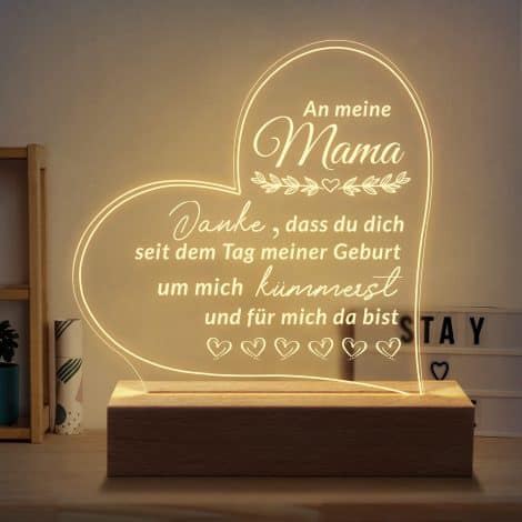 Personalisiertes LED-Nachtlicht: Das perfekte Geschenk für Mama zum Geburtstag, Weihnachten, Ruhestand oder Valentinstag.