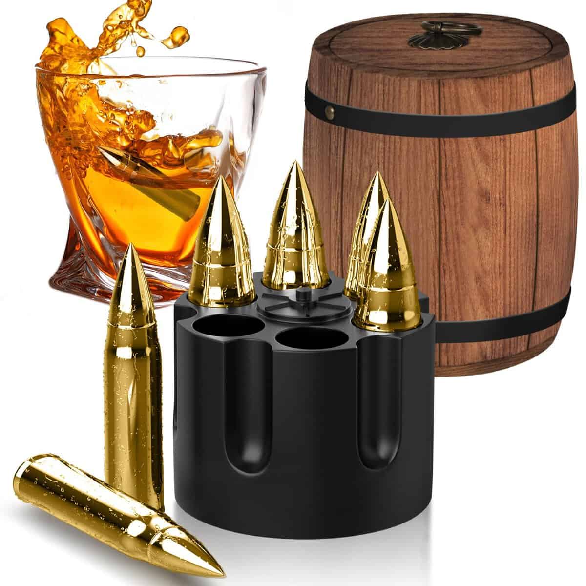 Whiskey Steine Set Geschenke für Männer - Whisky Steine Geschenkset Papa Vater - Whisky Geschenk Mann Weihnachten für Bruder Opa Ehemann - Edelstahl Eiswürfel Männergeschenke