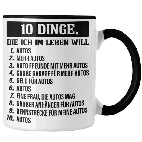 Trendation – Auto-Tuner Tasse als perfektes Geschenk für Männer und Autofans (in Schwarz).