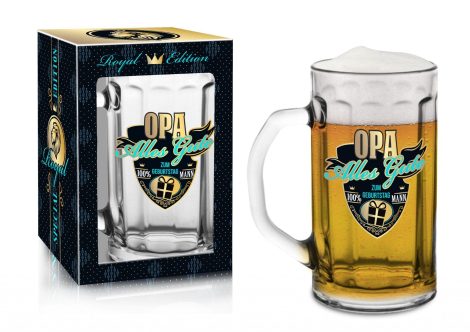 0,5l Opa Bierkrug in Geschenkbox – Praktisches Geschenk für den Großvater zum Geburtstag, Jahrestag, Namestag, Valentinstag, Vatertag.