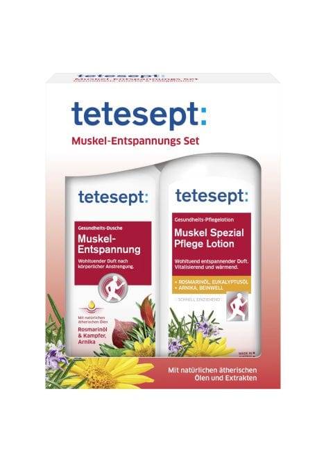 tetesept · Muskel Entspannungsset · Duschbad & Lotion · 500 ml: für entspannte Muskeln  erfrischend und pflegend.