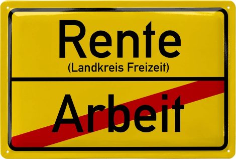 LANOLU Retro Blechschild Rente – Geschenk für Männer, die in Rente gehen – lustige Deko für Ruhestand.