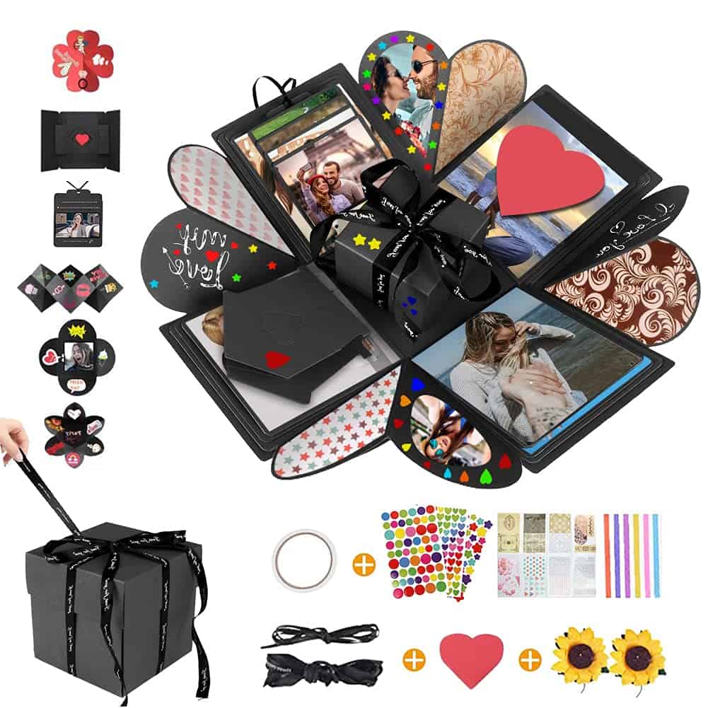 DASIAUTOEM Explosions Box, Geschenkbox Überraschungs Kreative Explosionsbox DIY Faltendes Fotoalbum Scrapbook Foto, Geschenk für Muttertag Geburtstag Hochzeit Jahrestag Freundin Freund Frauen Kinder