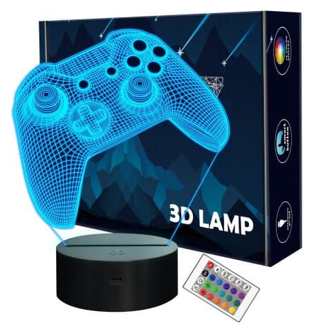 Lightzz 3D Gamepad Nachtlicht, Illusionslampe für Spielefans, mit Fernbedienung + 16 Farben + Timer. Perfekt fürs Kinderzimmer.