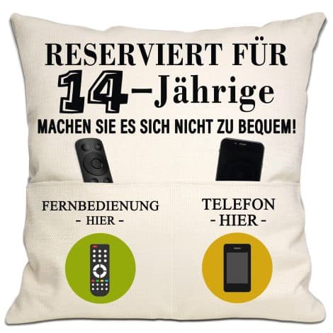 Kissenhülle für den 14. Geburtstag als Geschenk für Mädchen, Jungen, Tochter, Sohn, Schwester, Bruder, Freunde.