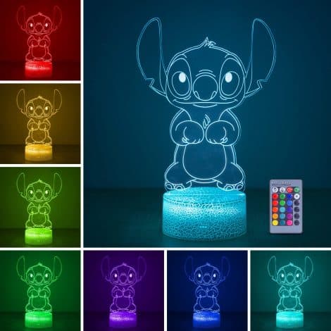 3D-Illusionslicht für die Nacht: Ferngesteuertes Stich-Licht mit Smart Touch, Lilo & Stitch Geschenk, Mädchen-Deko zum Geburtstag oder Weihnachten.