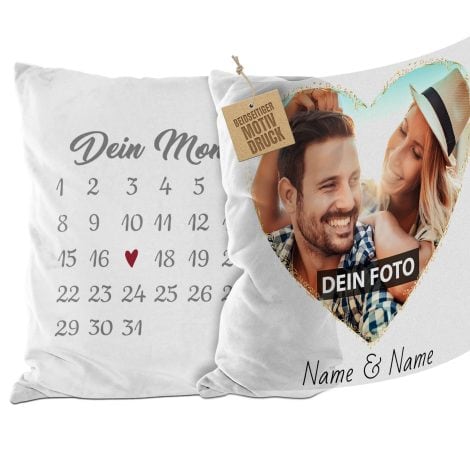 Personalisiertes Kissen mit anpassbarem Jahrestag, Namen, Text & Foto bedrucken  perfektes Geschenk für Valentinstag, Jahrestag, Paare  inklusive weicher Füllung.