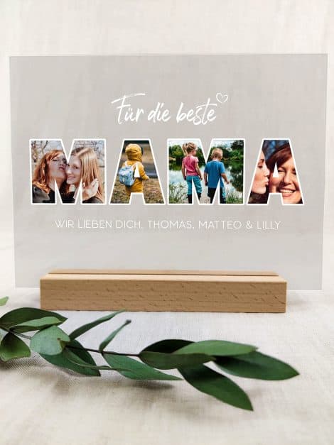 Geschenk für Mama: Acryltafel mit personalisiertem Foto – Einzigartiges Fotogeschenk zum Muttertag.