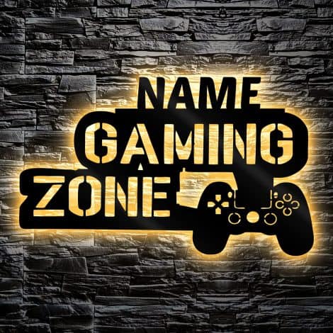 Personalisierte LED Gaming-Zonentafel “LEON FOLIEN” – coole Geschenkidee für Gamer mit individuellem Namen.