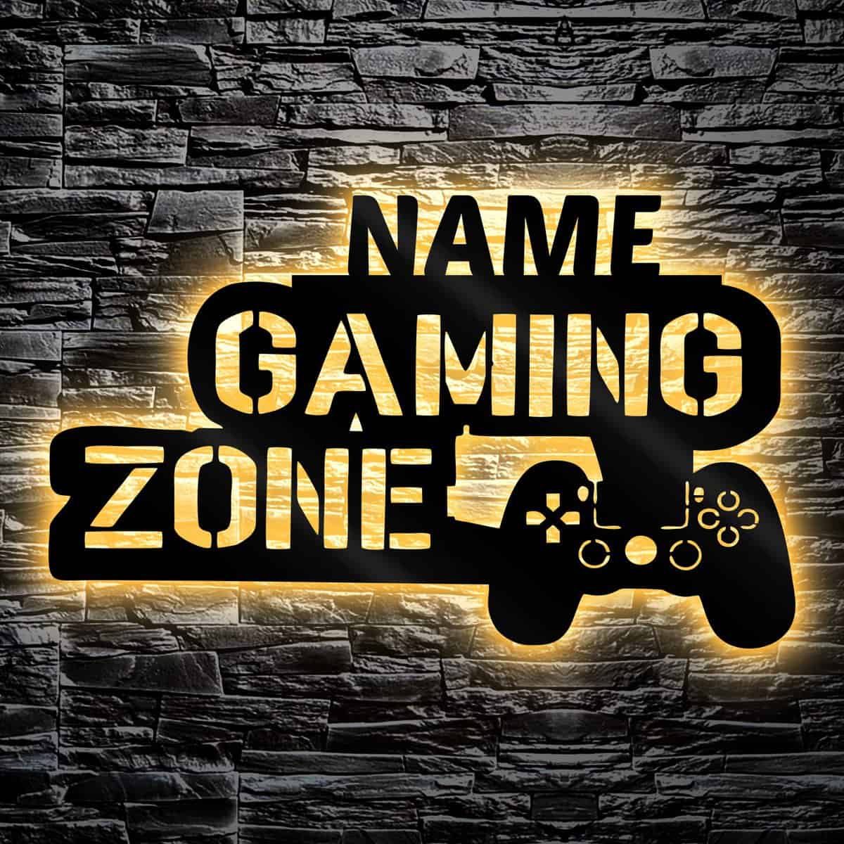 LEON FOLIEN Led Gaming Zone Schild - Gamer Geschenkidee personalisiert Mit Name Zimmer Beleuchtung Wand Lampe - Zimmer Deko - Besondere Geschenke für Videospiel Fans - Jungs Männer Freund