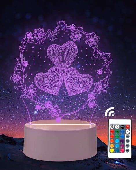 3D Lampe “Ich Liebe Dich” für Frauen und Männer mit Fernbedienung, in 16 Farben. Perfektes Geschenk für sie zum Valentinstag, Geburtstag, Muttertag oder Jahrestag.