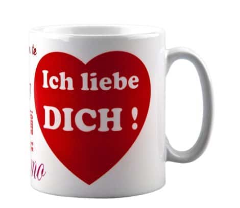 “Ich liebe dich” Tasse – Perfektes Geschenk zum Geburtstag oder Valentinstag, mit individuellem Aufdruck.