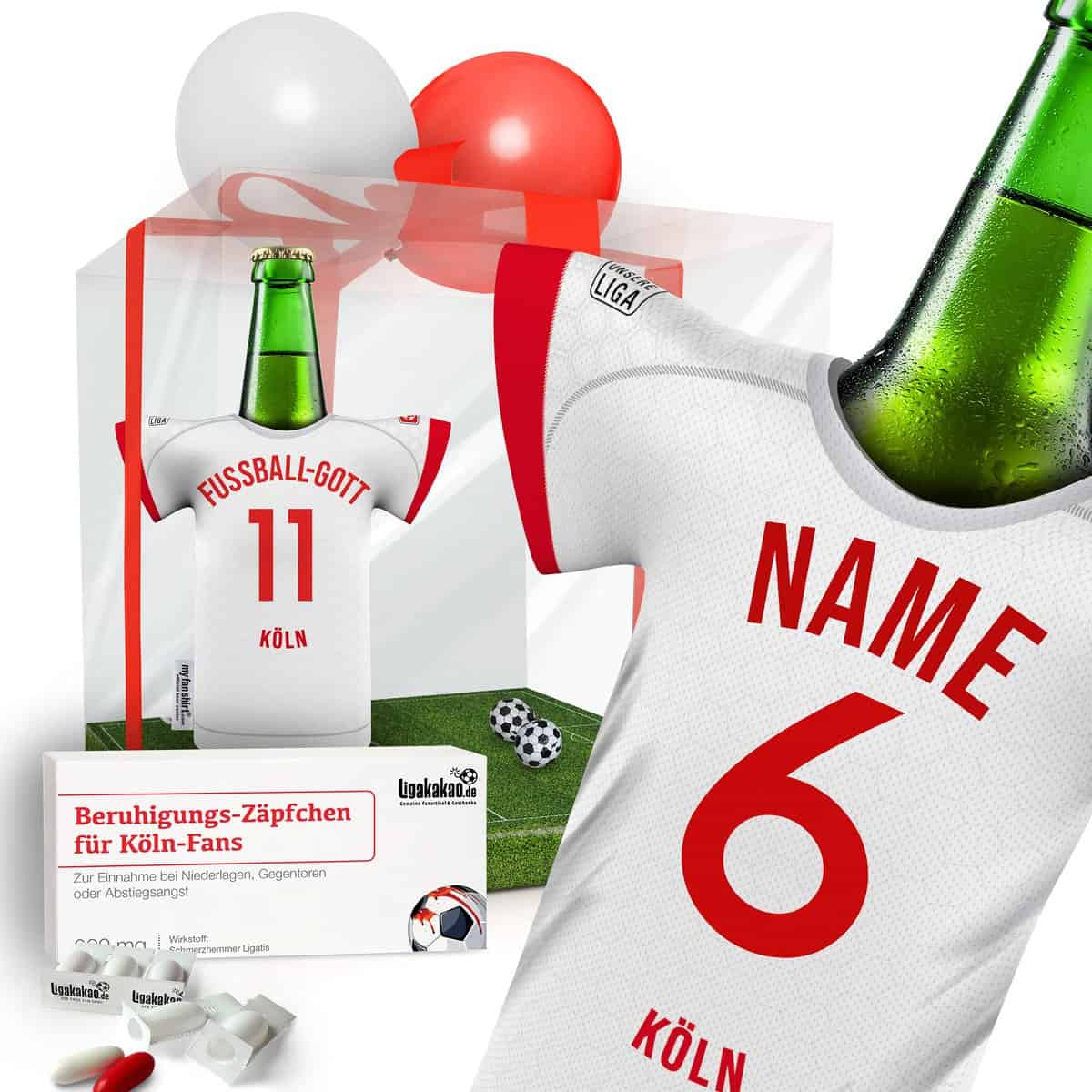 Beruhigungs-Zäpfchen® für Köln-Fans | Lakritz-Zäpfchen für FC-Fans zur Einnahme bei Niederlagen, Gegentoren & Abstiegsangst | Wähle unsere verrückten Männer Geschenk Fanartikel-Sets über Farbe aus