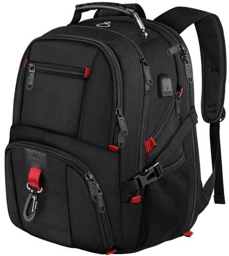 Rucksack für Männer mit großem Fassungsvermögen, wasserdicht, mit USB-Anschluss, geeignet für 18 Zoll Laptop.